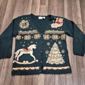 Vintage Holiday Christmas Cardigan Fashion Bug Size M